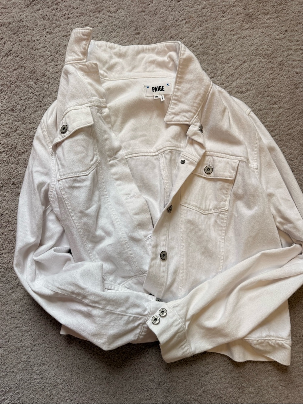 PAIGE Cream/White Denim Jacket - Classic Button-Front